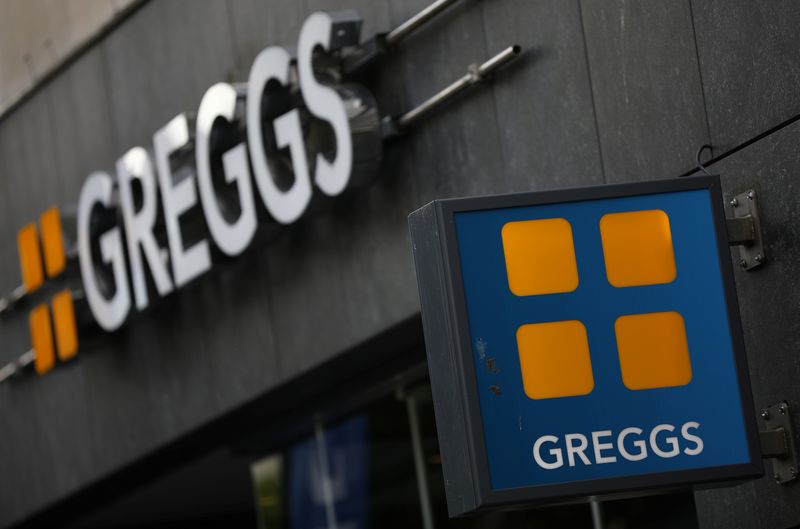 &copy; Reuters. Signage and logo are pictured outside a branch of Greggs in Liverpool