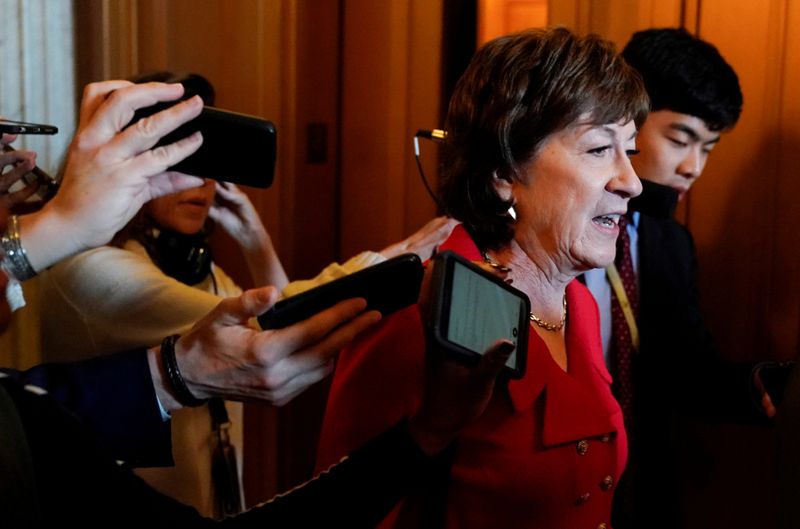 © Reuters. FILE PHOTO: Senator Collins departs after the Republican policy luncheon  in Washington