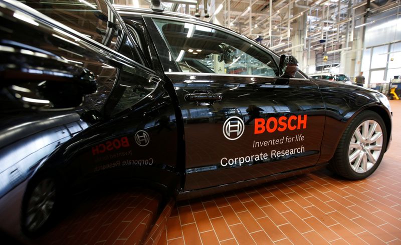 &copy; Reuters. Bosch logo is pictured at car door in Renningen