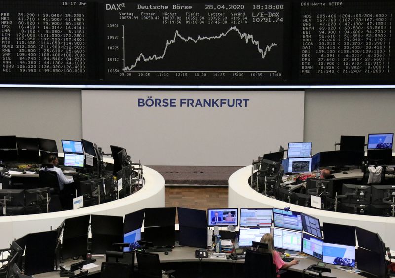 European shares flat as defensives offset upbeat earnings