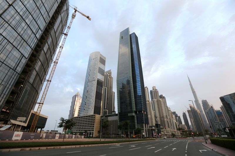 &copy; Reuters. FILE PHOTO: General view of Business Bay area, after a curfew was imposed to prevent the spread of the coronavirus disease (COVID-19), in Dubai