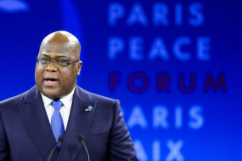 &copy; Reuters. FILE PHOTO: President of the Democratic Republic of Congo (DRC) Felix Tshisekedi delivers a speech in Paris