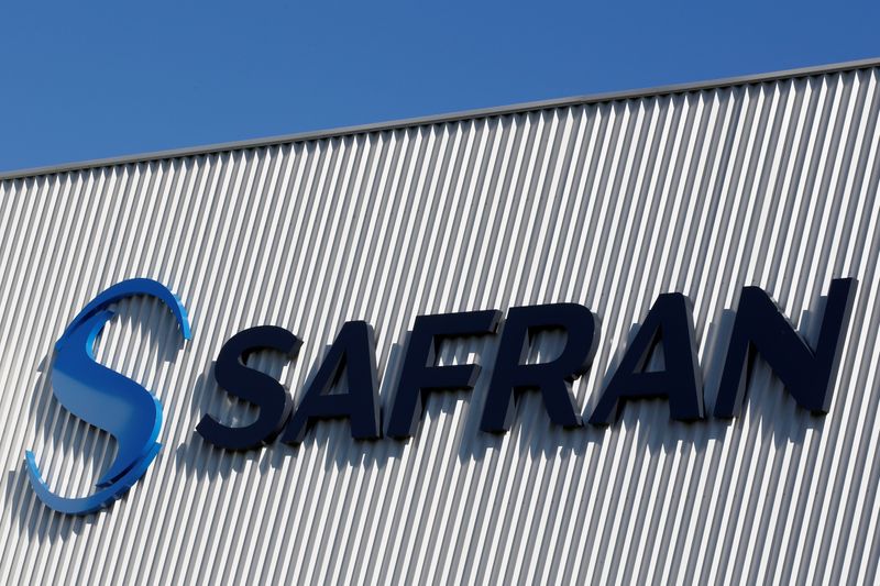 &copy; Reuters. The Safran company logo is pictured at the company&apos;s logistic area in Colomiers near Toulouse