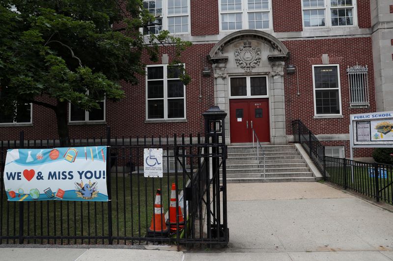 &copy; Reuters. The entrance to Public School 159 is seen in the Queens borough of New York City