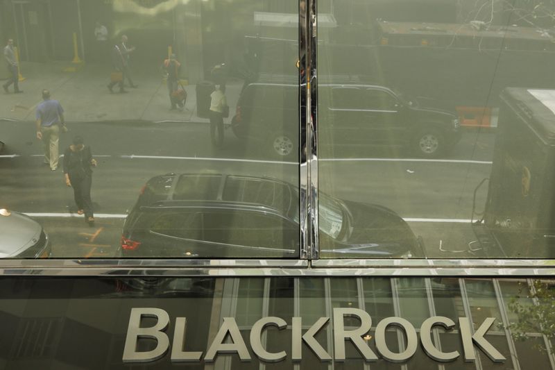 &copy; Reuters. Вывеска BlackRock на здании компании в Нью-Йорке