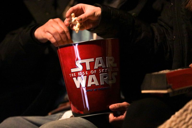 &copy; Reuters. A Star Wars popcorn box is seen during the &quot;Star Wars: The Rise of Skywalker&quot; movie opening night fan event in New York City