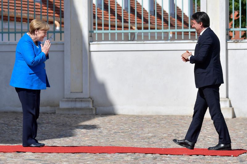 &copy; Reuters. Chanceler alemã Angela Merkel se encontra com premiê italiano Giuseppe Conte