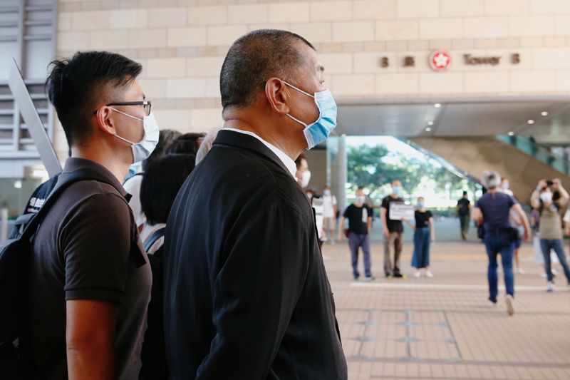 &copy; Reuters. Pro-democracy media tycoon Jimmy Lai arrives at the West Kowloon Courts, in Hong Kong