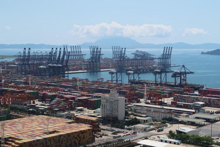 &copy; Reuters. Cranes and containers are seen at the Yantian port in Shenzhen, following the novel coronavirus disease (COVID-19) outbreak