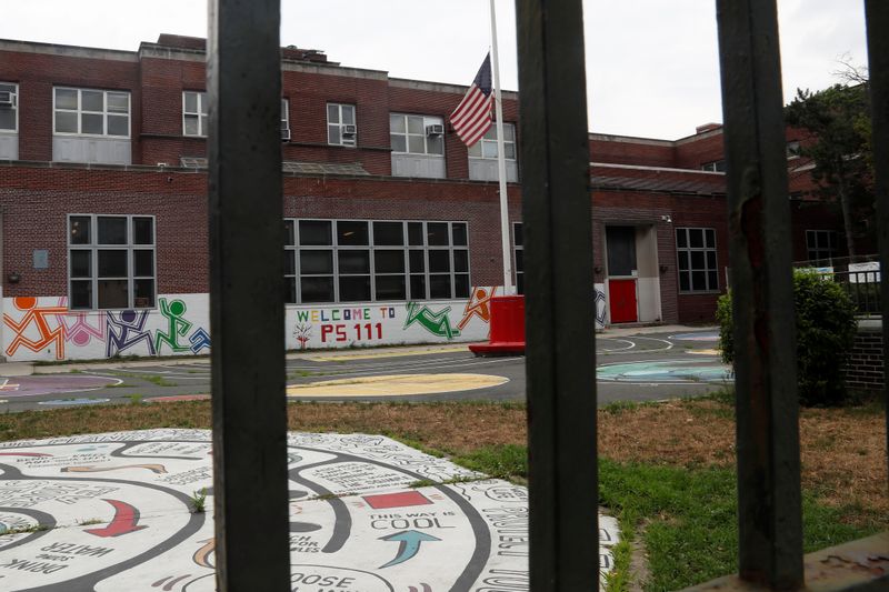 &copy; Reuters. FILE PHOTO: The entrance to Public School 111is seen in the Queens borough of New York City