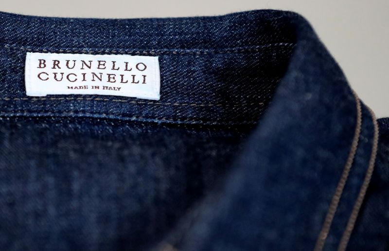 &copy; Reuters. FILE PHOTO: Brunello Cucinelli label is seen on a shirt at the factory in Solomeo village near Perugia
