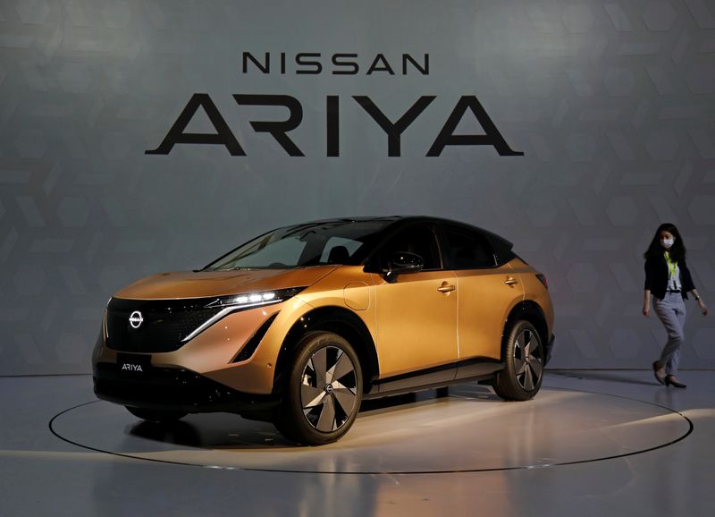 &copy; Reuters. El nuevo modelo eléctrico de Nissan, el Ariya, en Yokohama