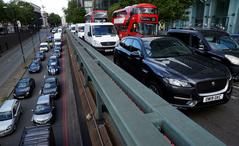&copy; Reuters. A view shows morning rush hour traffic, in central London