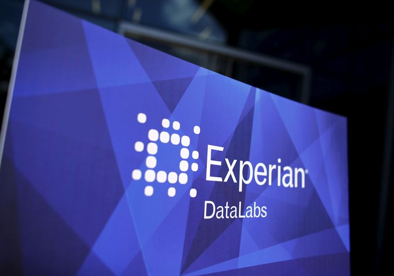 &copy; Reuters. FILE PHOTO: The corporate logo of information services company Experian is seen at the opening of its data lab in San Diego