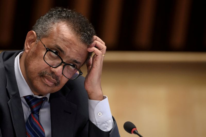 &copy; Reuters. FILE PHOTO: World Health Organization Director-General Tedros Adhanom Ghebreyesus attends a news conference in Geneva