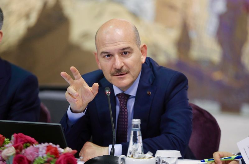 &copy; Reuters. Turkish Interior Minister Soylu speaks during a news conference in Istanbul