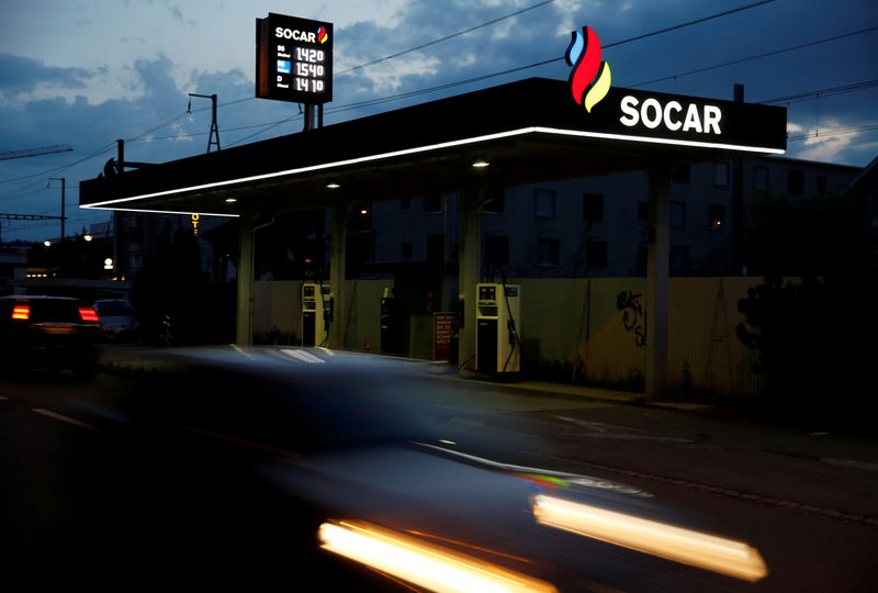&copy; Reuters. FILE PHOTO: The logo of SOCAR is seen at a filling station in Bern