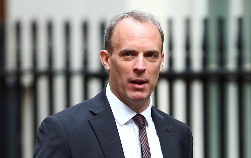 &copy; Reuters. Britain&apos;s Foreign Secretary Dominic Raab at Downing Street ahead of a cabinet meeting in London
