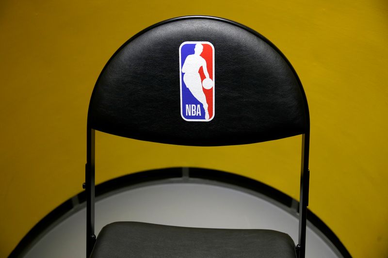 &copy; Reuters. An NBA logo is seen on a chair at an NBA exhibition in Beijing