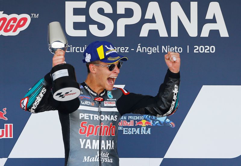 &copy; Reuters. كوارتارارو يفوز بسباق إسبانيا للدراجات النارية وتعثر ماركيز