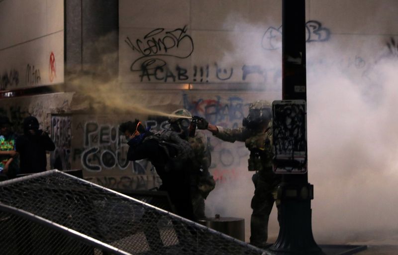 &copy; Reuters. Protest against racial inequality in Portland