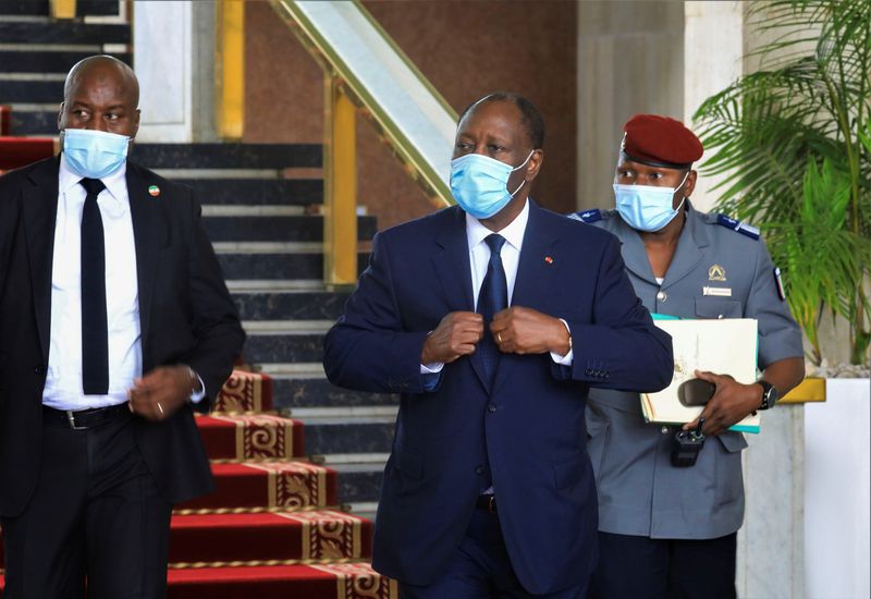 &copy; Reuters. Ivory Coast President Alassane Ouattara arrives for a cabinet meeting at the presidential palace in Abidjan