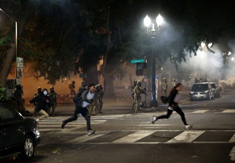 &copy; Reuters. Protest against racial inequality in Portland