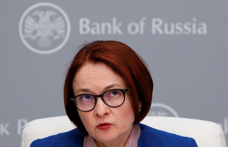 &copy; Reuters. FILE PHOTO: Russian Central Bank Governor Nabiullina attends a news conference in Moscow