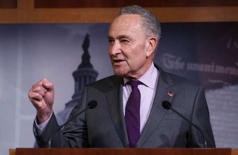 &copy; Reuters. U.S. Senate Minority Leader Chuck Schumer addresses news conference on Capitol Hill in Washington