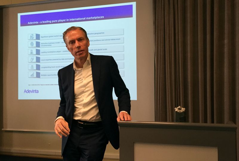 © Reuters. Adevinta CEO Rolv Erik Ryssdal speaks at the Oslo stock exchange