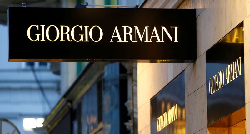 &copy; Reuters. FILE PHOTO: A company logo is pictured outside a Giorgio Armani store in Vienna