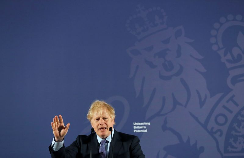 © Reuters. British Prime Minister Boris Johnson outlines his government's negotiating stance with the European Union after Brexit, in London