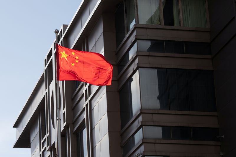 &copy; Reuters. China’s national flag is seen waving at the China Consulate General in Houston, Texas