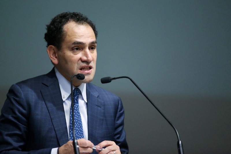 &copy; Reuters. Mexico&apos;s Finance Minister Arturo Herrera speaks during the presentation of the national financial inclusion policy, in the Interactive Museum of Economics (MIDE) in Mexico City