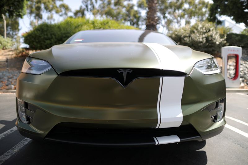 &copy; Reuters. FILE PHOTO: A Tesla car is seen in Los Angeles