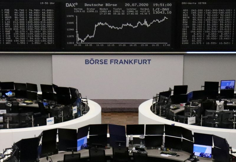 &copy; Reuters. Электронное табло с котировками индекса DAX на Франкфуртской фондовой бирже