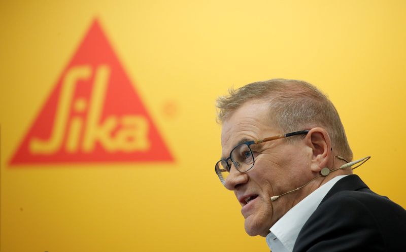 &copy; Reuters. CEO Schuler of Swiss chemical group Sika addresses a news conference in Zurich