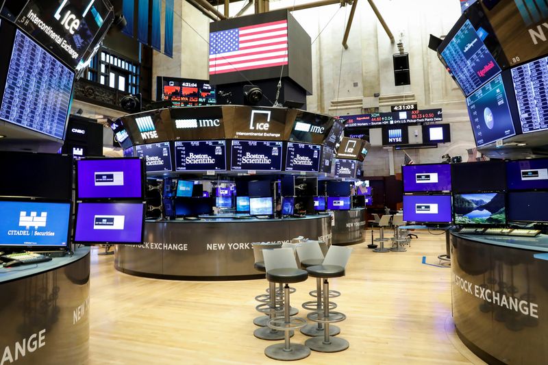 &copy; Reuters. A nearly empty trading floor is seen as preparations are made for the return to trading at the NYSE in New York
