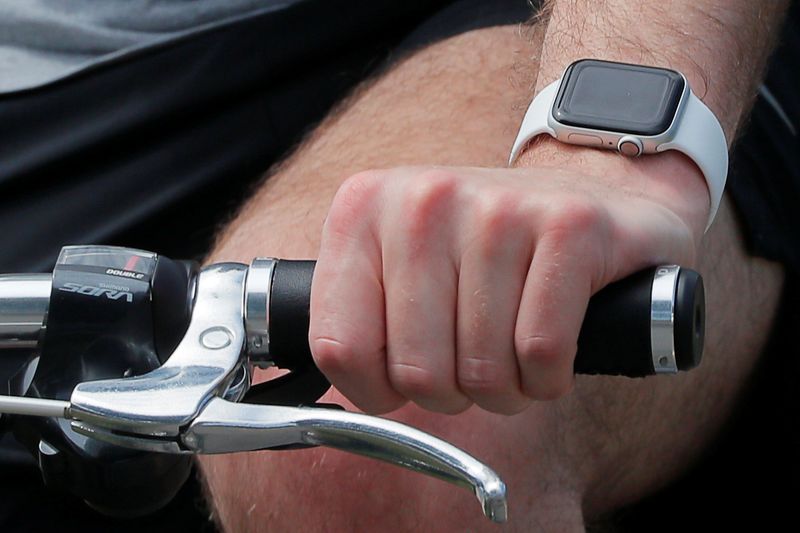 &copy; Reuters. Wearable devices might help in detection COVID-19, in Cambridge, Massachusetts