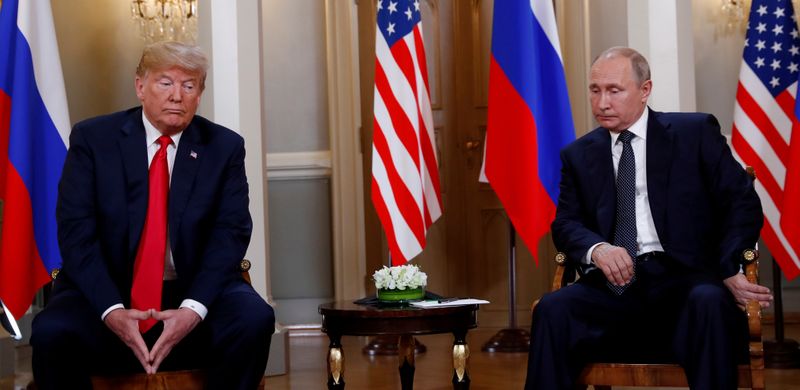 © Reuters. الكرملين: بوتين وترامب يبحثان الحد من الأسلحة وبرنامج إيران النووي في اتصال هاتفي