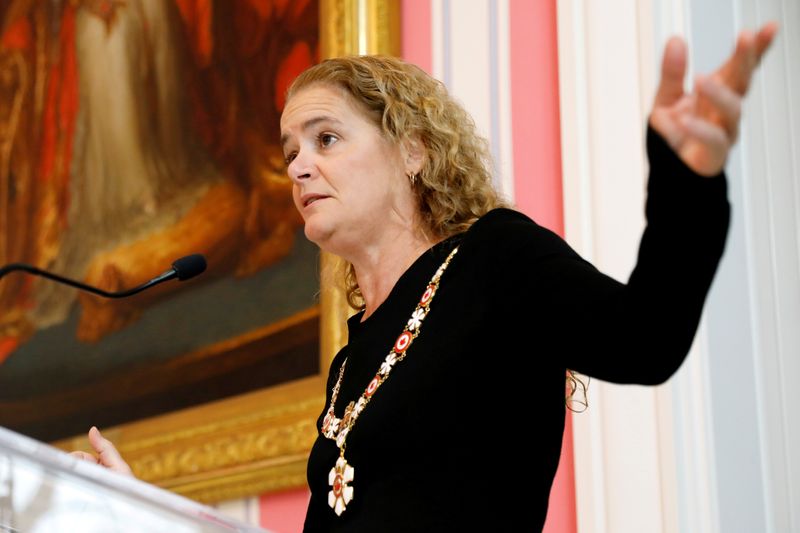 &copy; Reuters. FILE PHOTO: Canada&apos;s GG Payette speaks during the Order of Canada ceremony at Rideau Hall in Ottawa