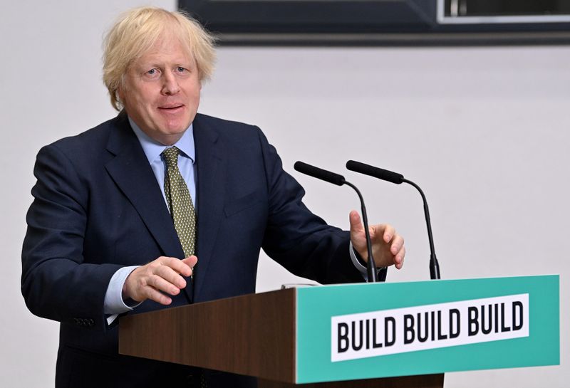 &copy; Reuters. Britain&apos;s Prime Minister Boris Johnson delivers a speech during his visit to Dudley College of Technology in Dudley