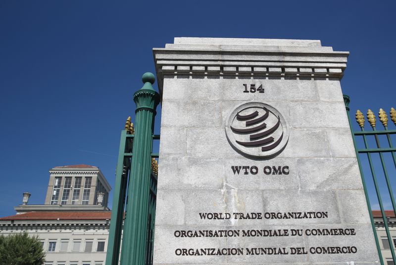 &copy; Reuters. Логотип Всемирной торговой организации (ВТО) в штаб-квартире организации в Женеве