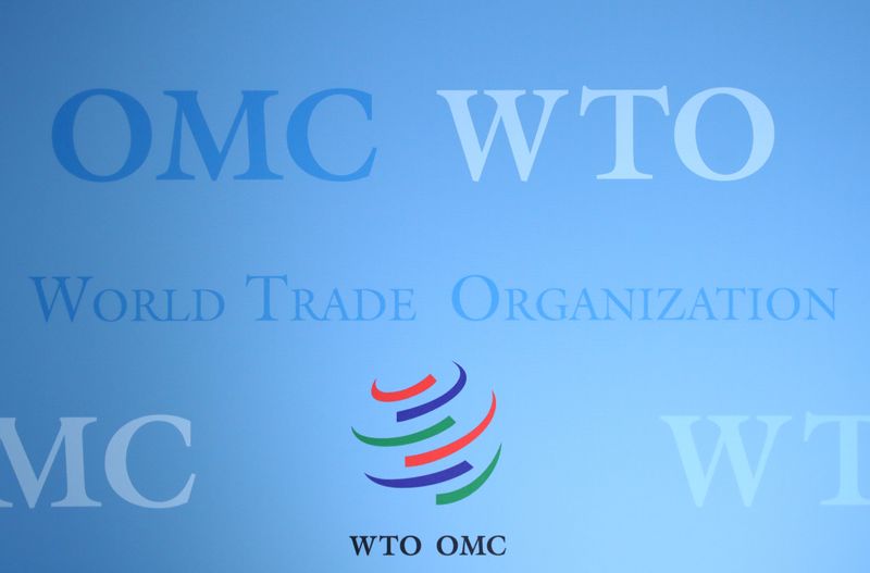 &copy; Reuters. The logo of the World Trade Organization (WTO) is pictured ahead of a news conference in Geneva