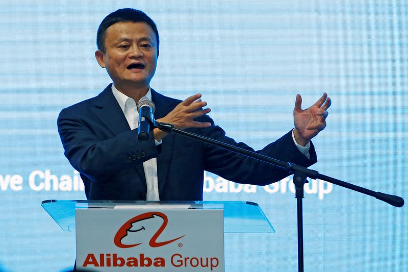 &copy; Reuters. FILE PHOTO: Jack Ma, founder of Chinese e-commerce giant Alibaba, speaks during the launch of Alibaba&apos;s office in Kuala Lumpur