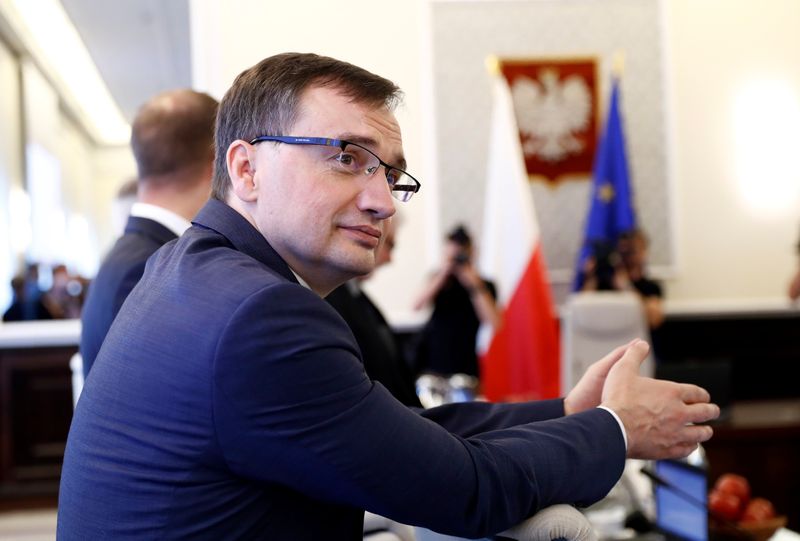 &copy; Reuters. FILE PHOTO: Poland&apos;s Minister of Justice Zbigniew Ziobro attends a government meeting in Warsaw