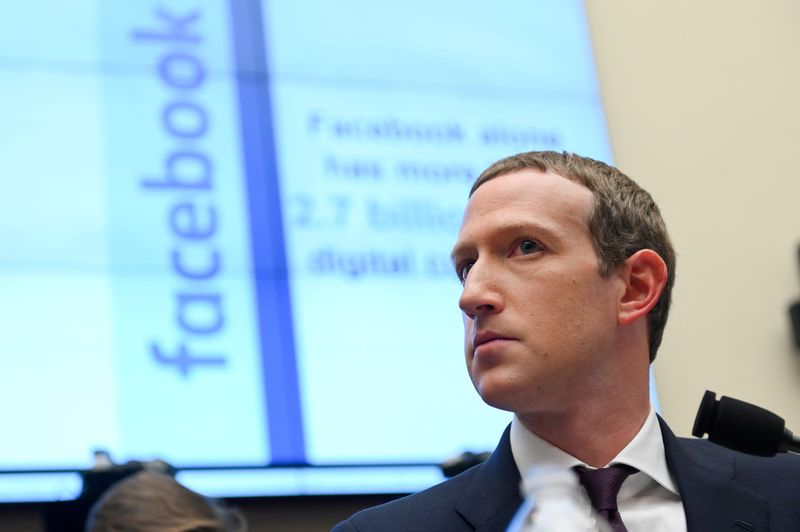 &copy; Reuters. FILE PHOTO: Facebook Chairman and CEO Zuckerberg testifies at a House Financial Services Committee hearing in Washington