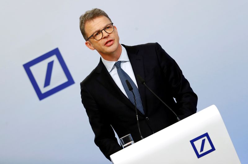 © Reuters. FILE PHOTO: Christian Sewing, CEO of Deutsche Bank AG, addresses the media during the bank's annual news conference in Frankfurt