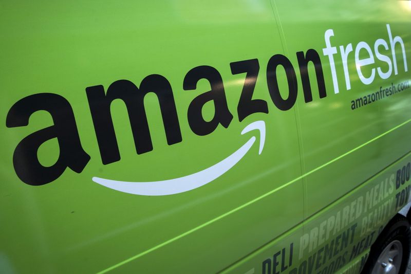 &copy; Reuters. FILE PHOTO: An &quot;Amazon Fresh&quot; delivery truck is seen parked in Brooklyn
