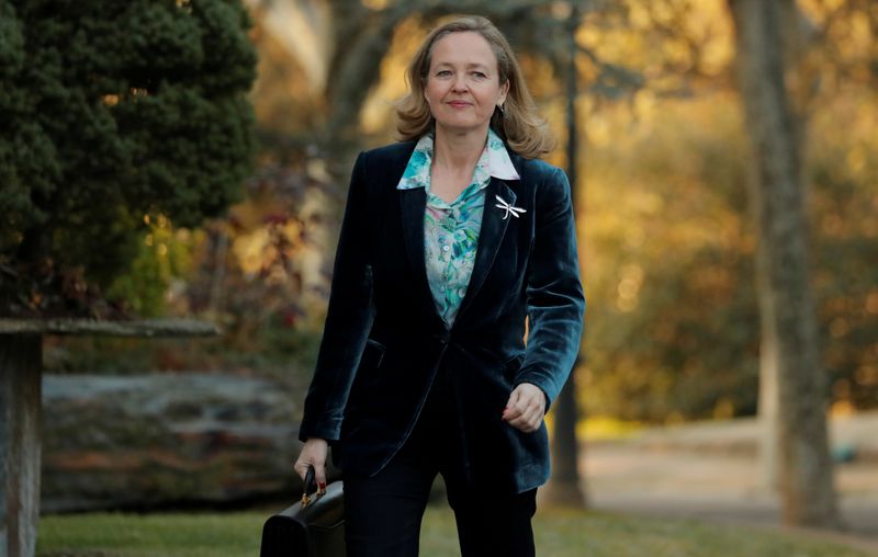 &copy; Reuters. FILE PHOTO: Spain&apos;s Deputy Prime Minister and Economic Affairs Minister Nadia Calvino arrives to attend cabinet meeting in Madrid, Spain